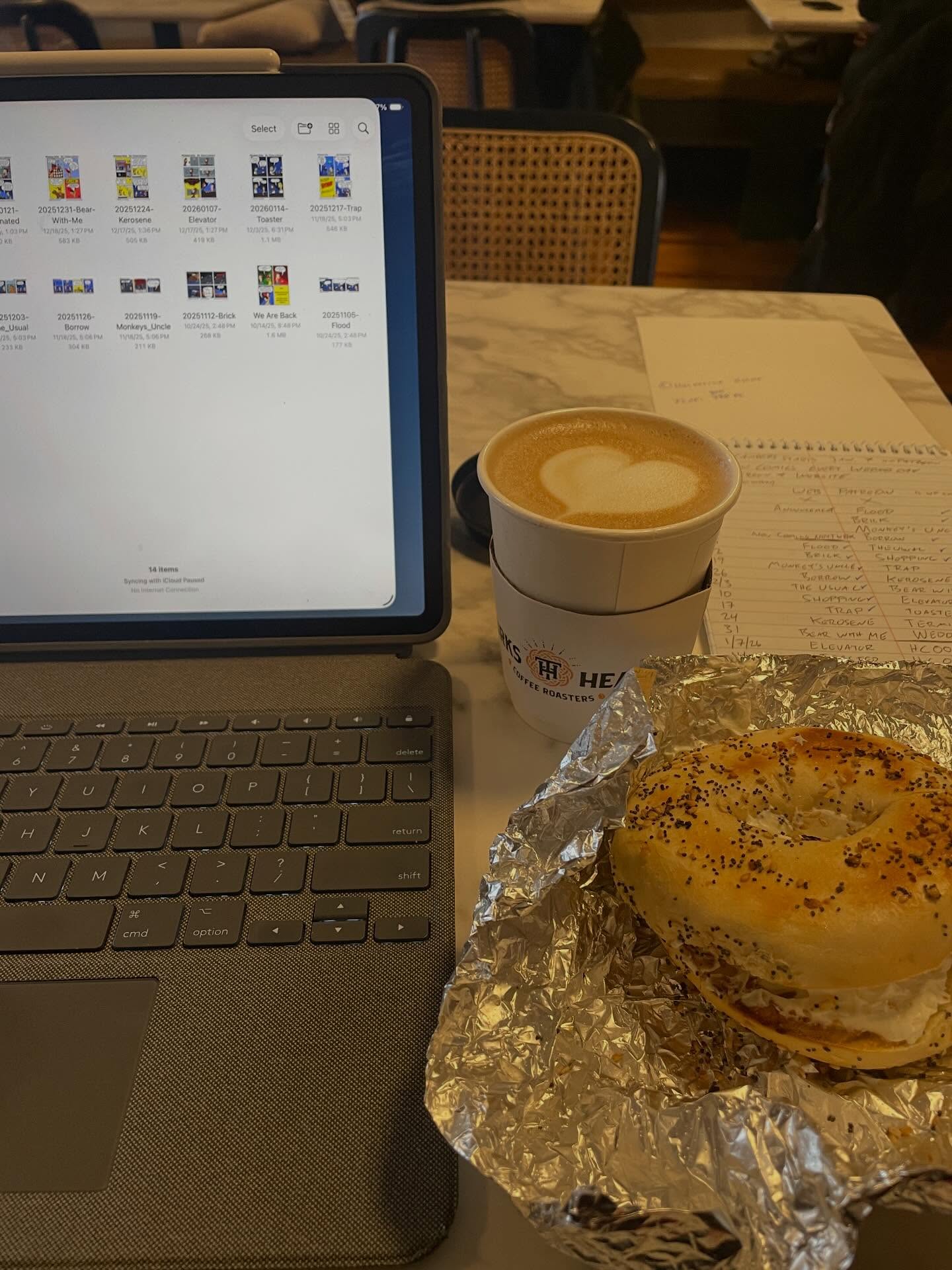 Family is at the ballet (I was their chauffeur) so I’m going to spend that time drinking coffee and drawing some comics.